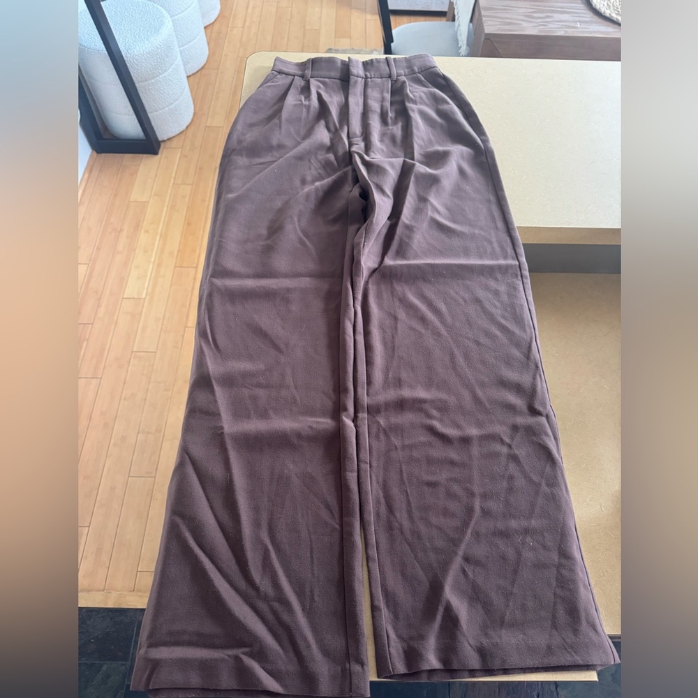 Abercrombie & Fitch Curve Love Wide Leg Trousers in Brown